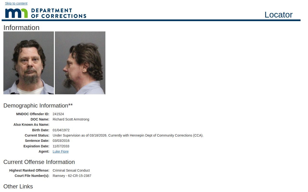 Minnesota DOC Carver County post-release supervision status example